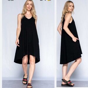 Wilt black sleeveless oversized midi dress size small minimalist‎ quiet luxury